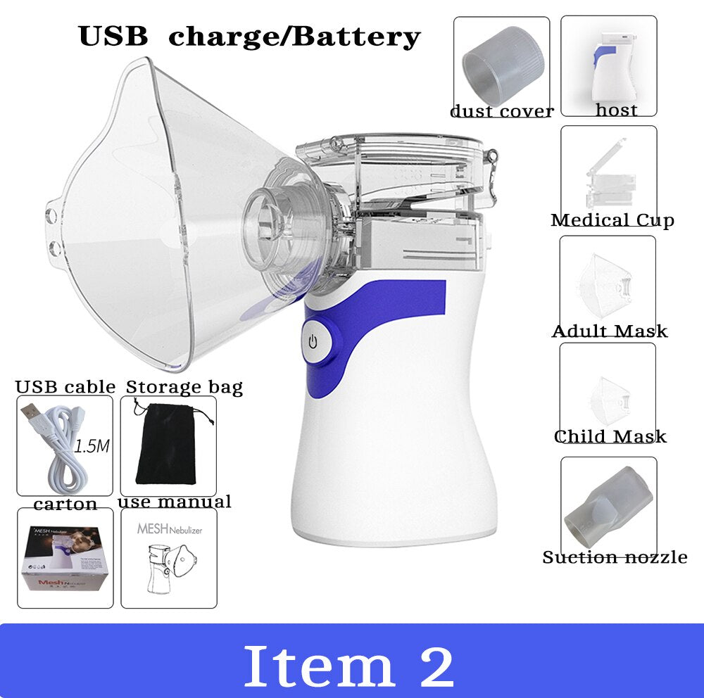 Portable Mesh Nebulizer Inhale Humidifier for Allergic Rhinitis Asthma Spray with 3 nozzles