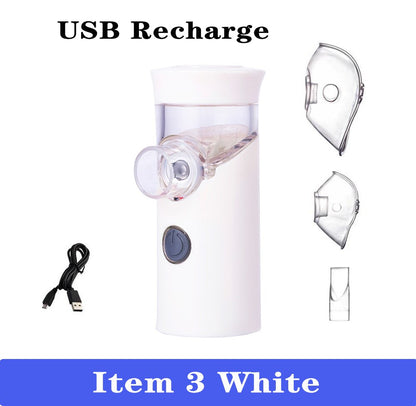 Portable Mesh Nebulizer Inhale Humidifier for Allergic Rhinitis Asthma Spray with 3 nozzles