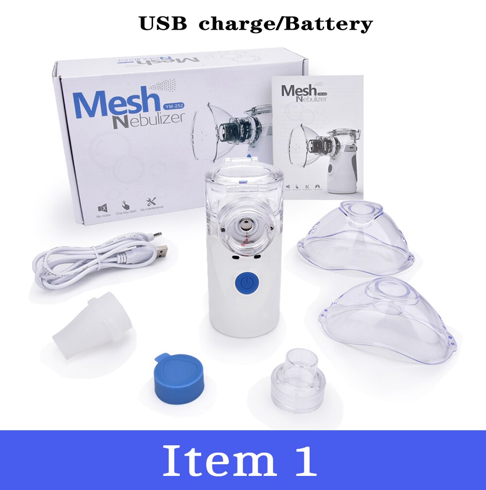 Portable Mesh Nebulizer Inhale Humidifier for Allergic Rhinitis Asthma Spray with 3 nozzles