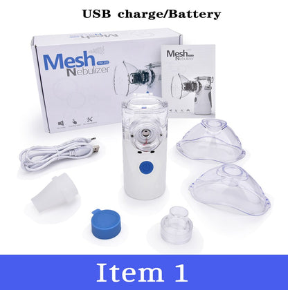 Portable Mesh Nebulizer Inhale Humidifier for Allergic Rhinitis Asthma Spray with 3 nozzles